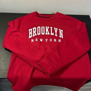 SHEIN Red Brooklyn New York Men's Sweater